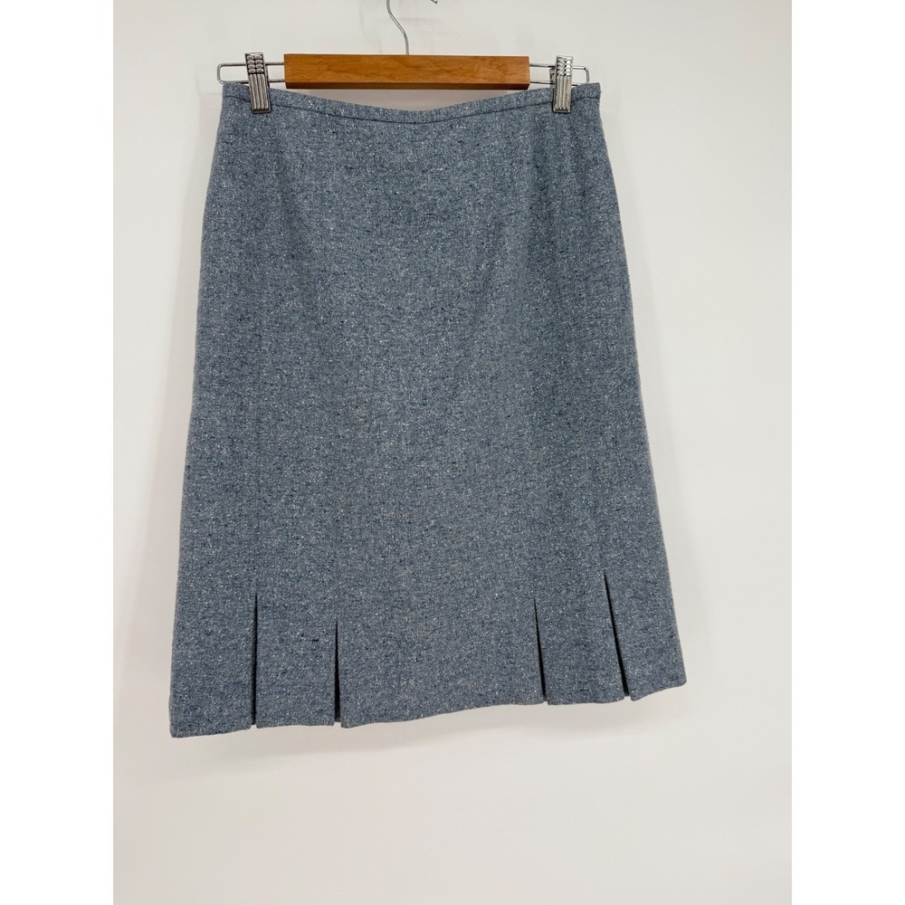 Vintage Talbots Gray‎ Blue Tweed Sz 6 Knee Length Skirt Career Italian Fabrics